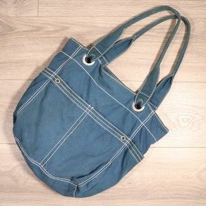 Abercrombie Fitch Handbag Women Medium Teal Canvas Lined Purse Shoulder Bag